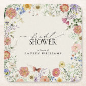 Geperst Wildflower Bloemen Vrijgezellenfeest Kartonnen Onderzetters (Voorkant)