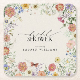 Geperst Wildflower Bloemen Vrijgezellenfeest Kartonnen Onderzetters