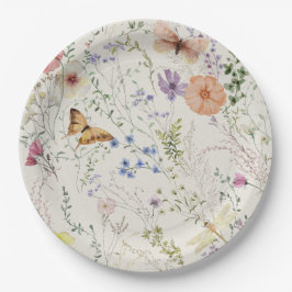 Geperst Wildflower Bloemen Vrijgezellenfeest Papieren Bordje