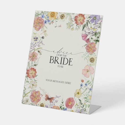 Geperst Wildflower Floral Vrijgezellenfeest Advies Reclamebord Met Voetstuk (Voorkant)