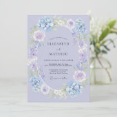 Geperste Alpenviooltjes Hydrangea Krans Bruiloft Kaart (Staand voorkant)