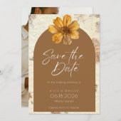 Geperste Bloem Arch Fall Wedding Save the Date (Voorkant / Achterkant)