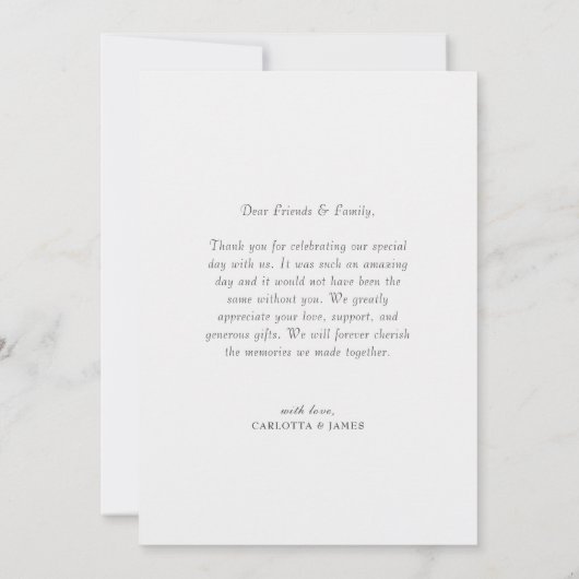 Geperste bloem in stijlvolle bruiloft bedankkaart (Achterkant)