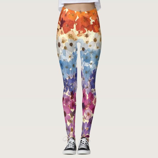  geperste bloem ombre leggings (Voorkant)