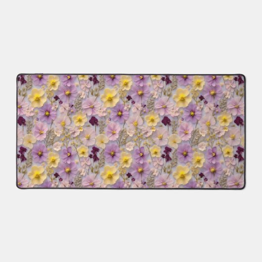 Geperste Bloem Patroon Pastel Wildflower Design Bureaumat (Voorkant)