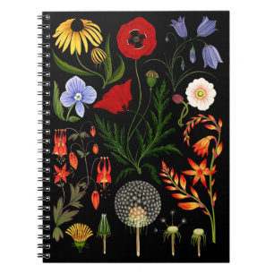Geperste bloemen, Boho Wildbloemen, Botanica Notitieboek