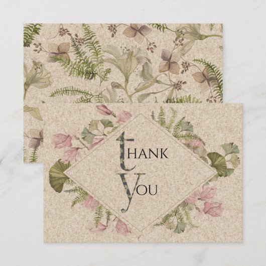 geperste bloemen dank je wel kaart (Voorkant / Achterkant)