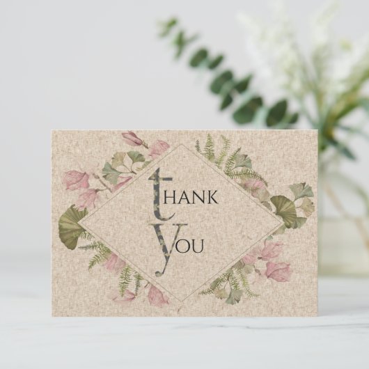 geperste bloemen dank je wel kaart (Staand voorkant)