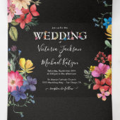 Geperste bloemen Donker Moody bruiloft Drieluik Uitnodiging (Binnenkant midden)