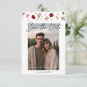 Geperste bloemen en foto save the date (Staand voorkant)