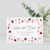 Geperste bloemen en foto save the date (Staand voorkant)