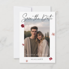 Geperste bloemen en foto save the date