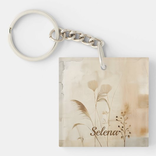 Geperste Bloemen en Gras Sleutelhanger (Voorkant)