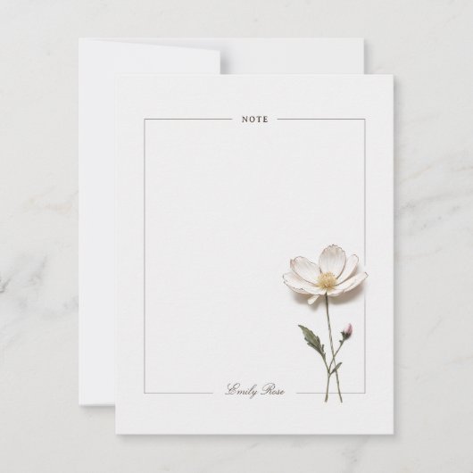 Geperste bloemen gepersonaliseerde stijlvolle noti notitiekaartje (Voorkant)