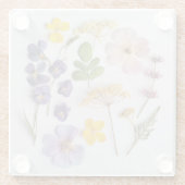 Geperste Bloemen Glazen Onderzetter (Achterkant)