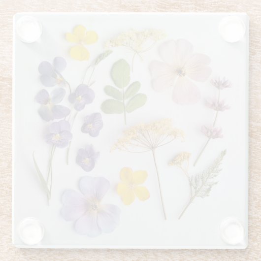 Geperste Bloemen Glazen Onderzetter (Achterkant)