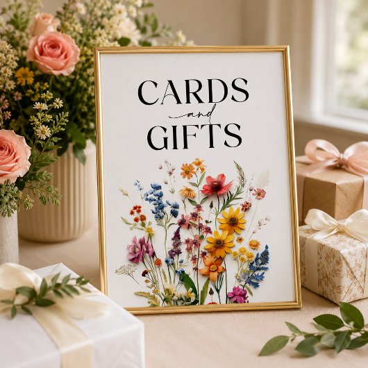 Geperste Bloemen Kaarten en Cadeaus Bord Poster