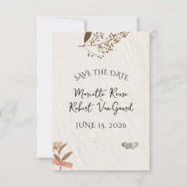 Geperste bloemen Natuurlijke en eenvoudige bruilof Save The Date