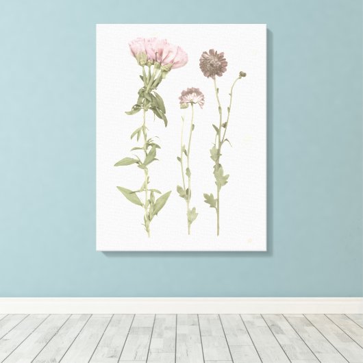 Geperste bloemen - Roze Canvas Afdruk (Insitu (Houten vloer))