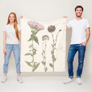 Geperste bloemen - Roze Fleece Deken