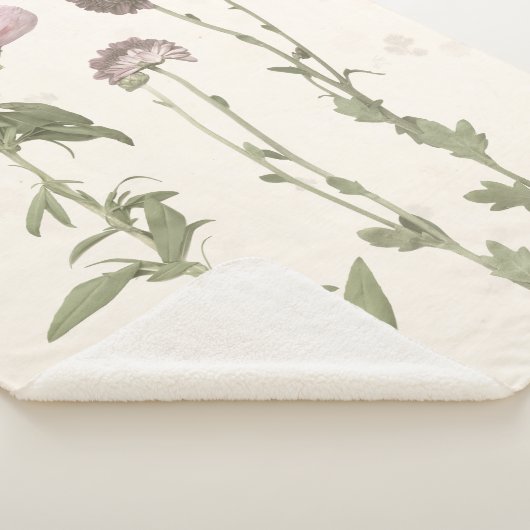 Geperste bloemen - Roze Sherpa Deken (3/4)