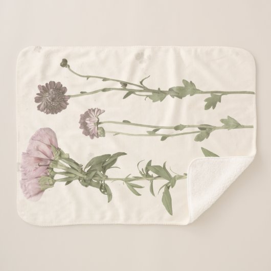 Geperste bloemen - Roze Sherpa Deken (Voorkant (horizontaal))