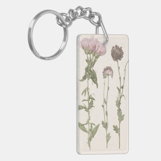 Geperste bloemen - Roze Sleutelhanger (Voorkant Links)