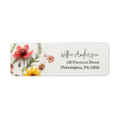 Geperste Bloemen Veldbloem Boho Retouradres Etiket (Voorkant)