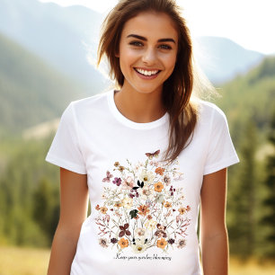Geperste bloemen Wildbloemen Cottagecore Dames T-shirt