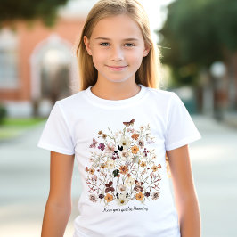 Geperste bloemen Wildbloemen Naam Cottagecore Meis T-shirt
