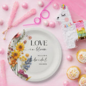 Geperste Bloemen Wilde Bloem Boho Bruiloft Feest Papieren Bordje (Feest)