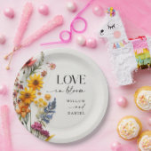 Geperste Bloemen Wilde Bloem Boho Bruiloft Papieren Bordje (Feest)