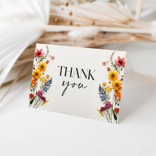 Geperste Bloemen Wilde Bloem Bruiloft Borrel Dank  Bedankkaart