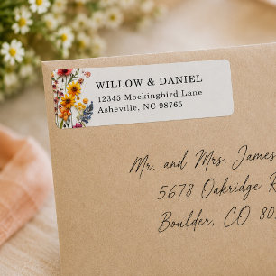 Geperste Bloemen Wilde Bloem Retouradresstickers Etiket