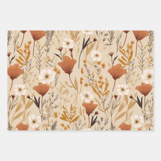 geperste bloemmoody inpakpapier vel (Voorkant 3)