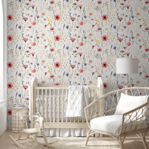 Geperste Flower Soft Waterverf Custom Wallpaper Behang