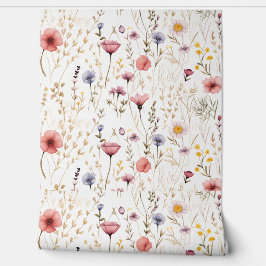 Geperste Flower Soft Waterverf Custom Wallpaper Behang