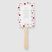 Geperste rood roze en crème, bloemig trouwprogramm handwaaier (Achterkant)