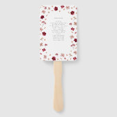 Geperste rood roze en crèmekleurig bloem bruilofts handwaaier (Achterkant)