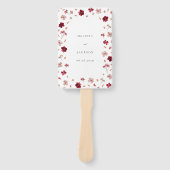 Geperste rood roze en crèmekleurig bloem bruilofts handwaaier (Voorkant)