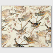 Geperste vogels cadeaupapier (Vlak)