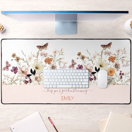 Geperste Wildbloemen Botanische Bloemen Desk Mat