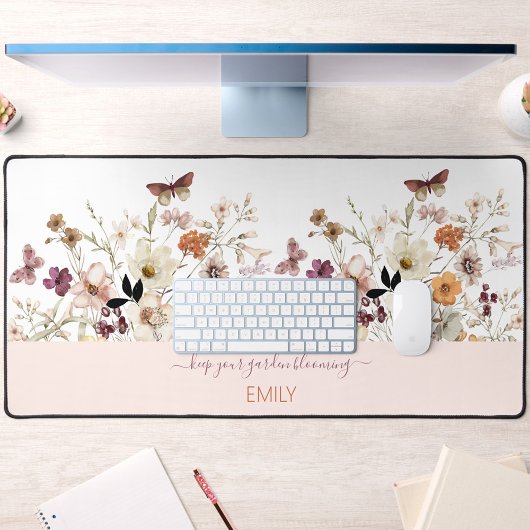 Geperste Wildbloemen Botanische Bloemen Desk Mat