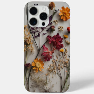 Geperste Wildbloemen met witte achtergrond iPhone 15 Pro Max Hoesje