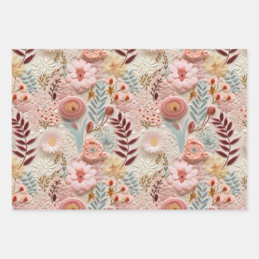  geperste wilde bloem inpakpapier vel (Voorkant 3)