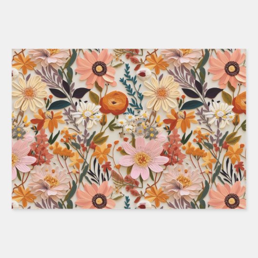  geperste wilde bloem inpakpapier vel (Voorkant 2)