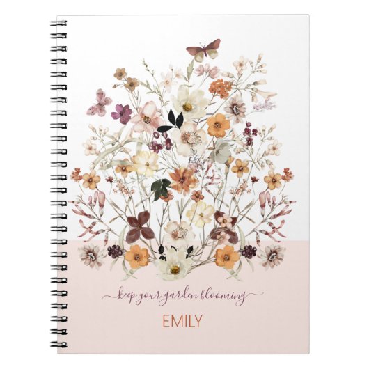 Geperste wilde bloemen Aangepaste naam botanische  Notitieboek (Voorkant)