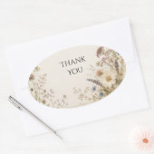 Geperste Wilde Bloemenweide Trouwsticker Ovale Sticker (Envelop)