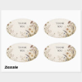 Geperste Wilde Bloemenweide Trouwsticker Ovale Sticker (Vel)