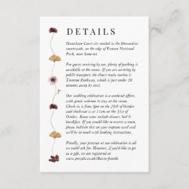 Geperste Wildflower Wedding Details Kaart